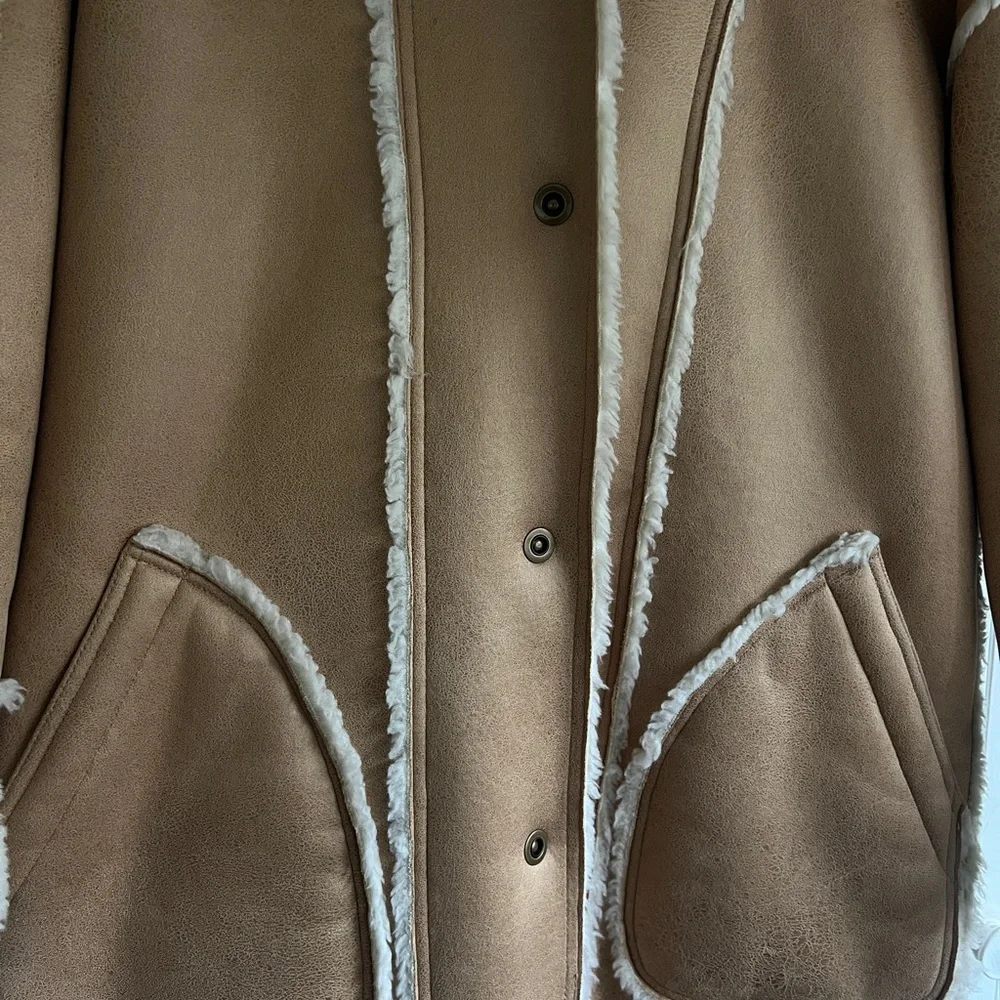Women's Tan Shearling Coat - Picture 7 of 14